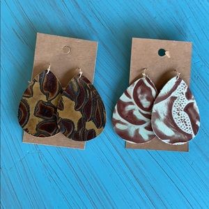 Real leather earrings. Set of 2 $18